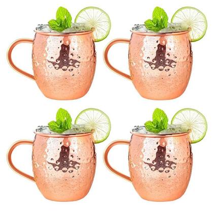 Imagem de Kit 4Un Copo Caneca Inox Para Drink Moscow Mule 450Ml Rosê