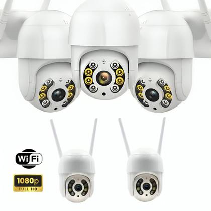 Imagem de Kit 5 Câmeras Ip Wifi A8 Hd Segurança Branco Externa 1080p App