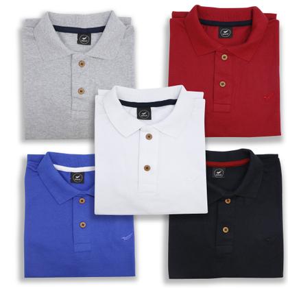 Imagem de Kit 5 Camisa Polo Envoy Tecido Piquet Básica Masculina