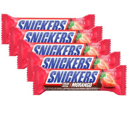 Imagem de Kit 5 Chocolate Snickers Morango 42g