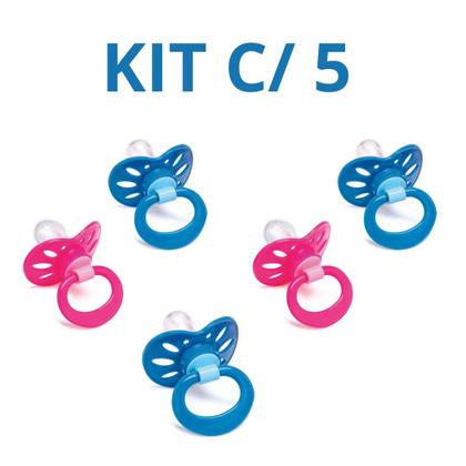 Imagem de Kit 5 Chupetas Bico De Silicone Redondo 1122