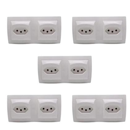 Imagem de Kit 5 Conjuntos 2 Tomadas 10A Pial Sistema X 675062