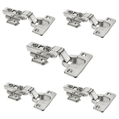 Imagem de Kit 5 Dobradiça 35mm Curva Para Porta Armarios e Moveis