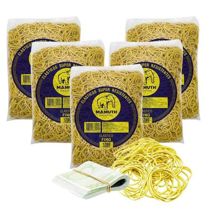 Imagem de Kit 5 Elástico De Dinheiro Liga Liguinha Amarela 1KG cada