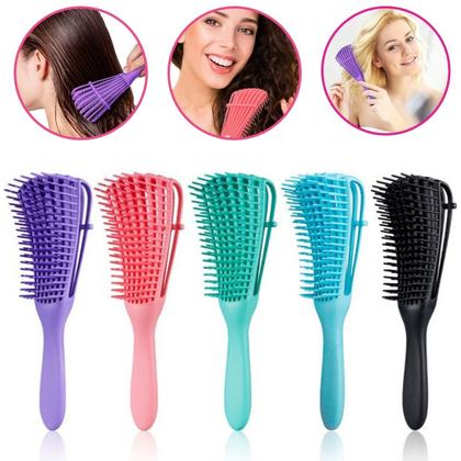 Imagem de Kit 5 Escova Pente Polvo Cabelo Cacheado Crespo Desembaraçar