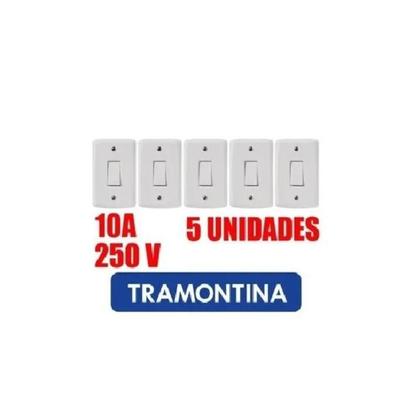 Imagem de Kit 5 Interruptores Simples Tramontina Lux2 Placa Branca 10a