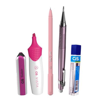 Imagem de Kit 5 Lapiseira Rosa 0.7 + Grafite + BPX + Vista + Borracha