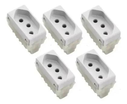 Imagem de Kit 5 Módulos Tomada 10a 2p+t Liz Branca Tramontina 2292