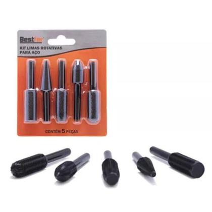 Imagem de Kit 5 Peças Lima Profissional Rotativa Para Aço 6 Mm