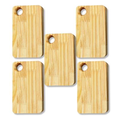 Imagem de Kit 5 Petisqueiras Em Madeira Pinus 23x12 Para Servir Queijos E Frios