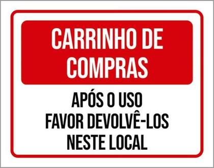 Imagem de Kit 5 Placas Carrinhos Compras Após Uso Devolvê-Los