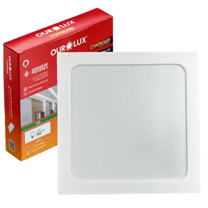 Imagem de Kit 5 Plafon Quadrado Sobrepor 18w Com Sensor Presença 6500K