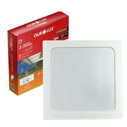 Imagem de Kit 5 Plafon Quadrado Sobrepor 18w Sensor Luminosidade 6500K