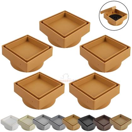 Imagem de Kit 5 Ralo Oculto Invisível Quadrado 10x10cm Plástico Com Tela Para Banheiro - AMZ