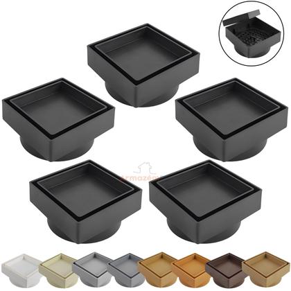 Imagem de Kit 5 Ralo Oculto Invisível Quadrado 10x10cm Plástico Com Tela Para Banheiro - AMZ