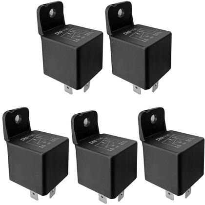 Imagem de Kit 5 Relé 5 Terminais Reversor com suporte corrente 40/10A Universal 12v