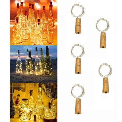 Imagem de Kit 5 Rolhas Fio De Luz 1 Mts Fada Com 10 Leds Branco Quente