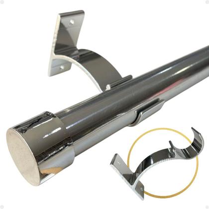 Imagem de Kit 5 Suporte Perfil Invertido Parede Varão Comum Ilhós 19mm Cortina Argola Instalação