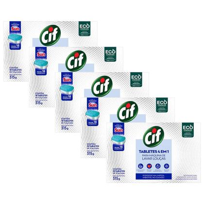 Imagem de Kit 5 Tabletes 4 em 1 Cif Para Máquina de Lavar Louças 315g