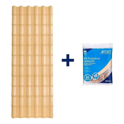 Imagem de Kit 5 Telhas Plan PVC 1,98 x 0,88 x 1,6 mm 06 Ondas com 4 Kit Fixação e Vedação Afort