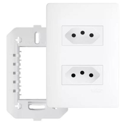 Imagem de Kit 5 Tomada Habitat Dupla Distanciada 20A Branco Fame 2310