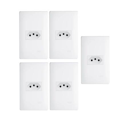Imagem de Kit 5 Tomada Simples 10A Habitat Branca Fame 3770