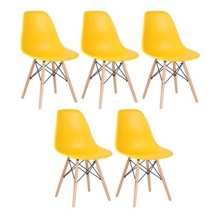 Imagem de KIT - 5 x cadeiras Charles Eames Eiffel DSW - Base de madeira clara