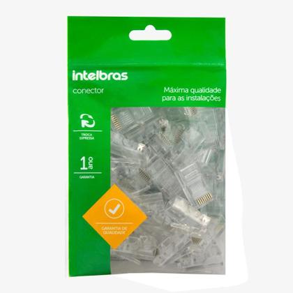 Imagem de Kit 50 Conectores RJ45 Rede CAT5E UTP Conex 1000 Intelbras Original Instalação Rápida