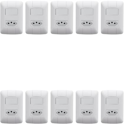 Imagem de Kit 50 Conjunto Interruptor Paralelo + Tomada 10a Tramontina