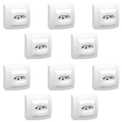 Imagem de Kit 50 Conjunto Tomada 2p+t 10a 250v Sistema X Branco Pial