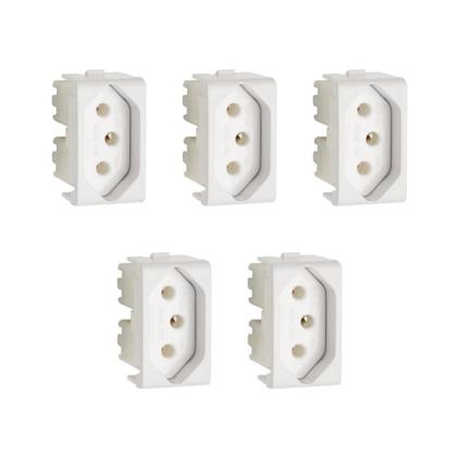 Imagem de Kit 5x Módulos de Tomada 2PT 20A Branco Brilhante S401110 Lunare Up Schneider