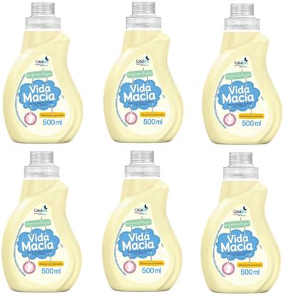 Imagem de Kit 6 Amaciante de Roupa De Criança Bebe Vida Macia Camomila 500ml