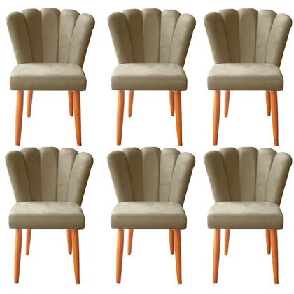 Imagem de kit 6 Cadeiras Sala de Jantar Estofada Reforçada Pétala Suede  - Twdecora