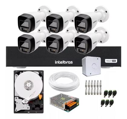 Imagem de Kit 6 Cameras de Segurança Intelbras 1120b Full Color, Dvr 8 Canais C/ Hd