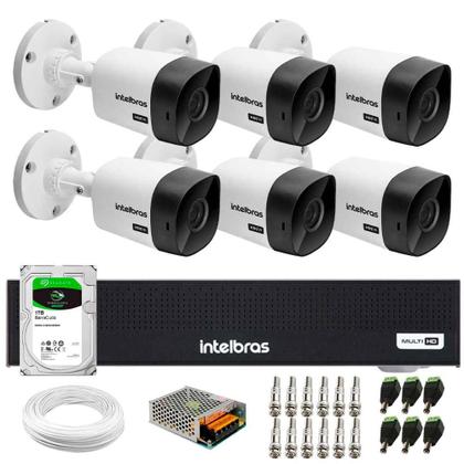 Imagem de Kit 6 Câmeras Intelbras VHC 1120 B HD 720p Visão Noturna 20m IP66 + Gravador Digital de vídeo Intelbras MHDX 1108-C + HD 1TB BarraCuda