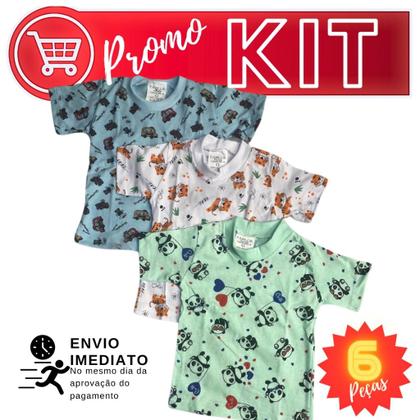 Imagem de kit 6 CAMISETA manga curta Infantil 1 , 2 , 3 anos  menina menino envio imediato ESTAMPADAS Linha verão