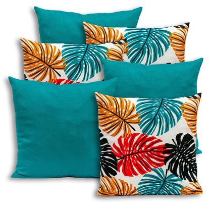 Imagem de Kit 6 Capas de Almofada Lisa e Estampada 40x40cm Zíper Gorgurinho