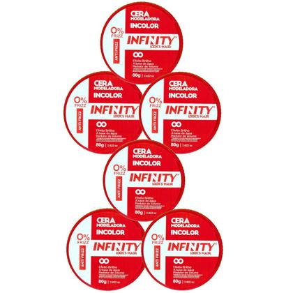 Imagem de Kit 6 Cera Modeladora Antifrizz Incolor 80g - Infinity