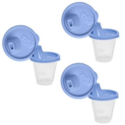 Imagem de Kit 6 Copos Infantil Azul Com Bico Dosador 245ml 10,5x8 Cm