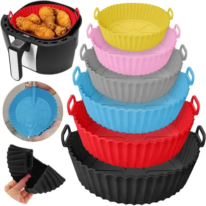 Imagem de Kit 6 Forma de Silicone para Air Fryer Antiaderente Cesto Fritadeira Elétrica Micro-Ondas Forno Reutilizável Flexível - Helianthus Store