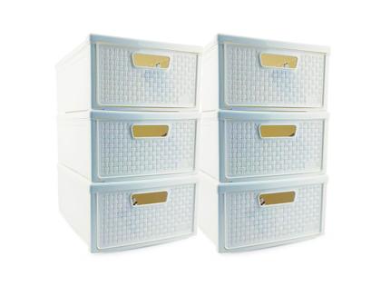 Imagem de Kit 6 Gaveteiros Modularares Empalhável Organizador Multiuso Sapateira Rattan Plástico Resistente