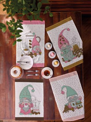 Imagem de Kit 6 Panos de prato atoalhado estampado Teka Primore 40 cm X 65 cm