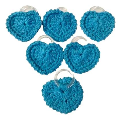 Imagem de Kit 6 Unid De Porta Guardanapos De Coração Em Crochê Azul