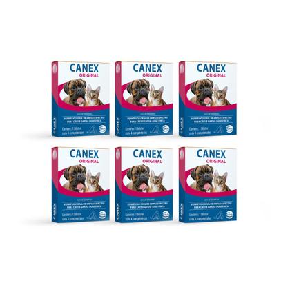Imagem de Kit 6 Vermífugo Canex Original Cães 10kg 4 Comprimidos Ceva