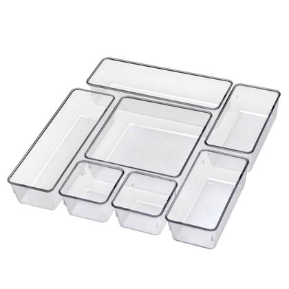 Imagem de Kit 7 Organizador Multiuso Modular Gavetas Maquiagem Cristal