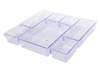 Imagem de Kit 7 Organizadores Multiuso para Gavetas, Armários, Geladeiras, Pote Acrílico Cristal