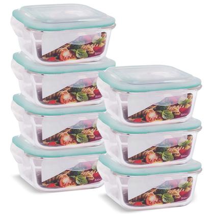 Imagem de KIT 7 Potes de Vidro Quadrado com Tampa Hermética 800ml