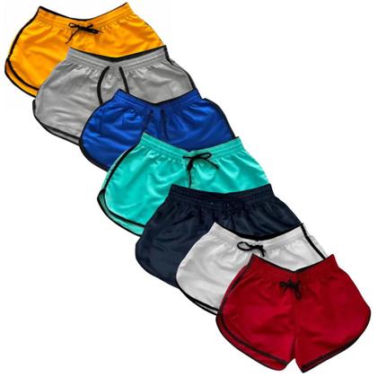 Imagem de Kit 7 Short Feminino Academia Shortinho Tactel Moda Praia Multicores