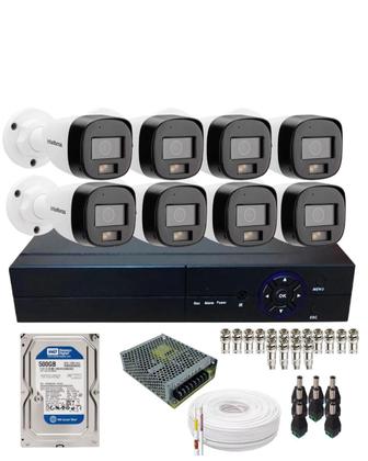 Imagem de Kit 8 Câmeras Intelbras VHD 3220 B FC Com Áudio Dvr 8 Canais Alta Performance Hd 500gb