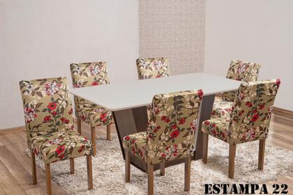 Imagem de Kit 8 Capa De Cadeira Malha Gel Suplex Estampada Com Elastico